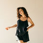 Black Linen Pyjamas | Cami And Shorts Set, thumbnail 1 of 12