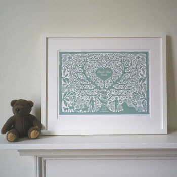 Personalised Adam And Eve Tree Heart Print, 6 of 7