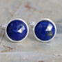 Round Lapis Lazuli Cufflinks In Sterling Silver, thumbnail 1 of 3