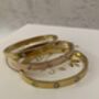 Stainless Steel Engraved Gold Zirconia Bangle, thumbnail 4 of 4
