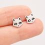 Cute Racoon Stud Earrings In Sterling Silver, thumbnail 3 of 11