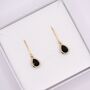 Black Teardrop Leverback Earrings, thumbnail 1 of 6