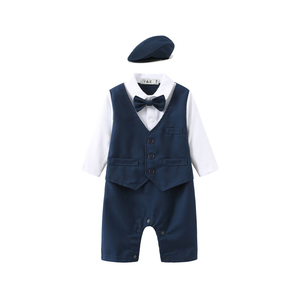 Baby Boy's All In One Outfit With Matching Hat By Baby Magic Dress