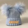 Boys Double Pom Pom Knitted Baby Hat, thumbnail 4 of 12