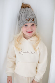 Personalised Embroidered Faux Fur Pompom Bobble Hat, 2 of 4