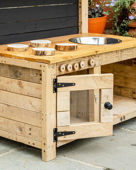 Children's Wooden Outdoor Mud Kitchen And Sand Tray, 5 of 11