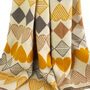 Love Heart Winter Scarf In Mustard Yellow And Greys, thumbnail 2 of 2