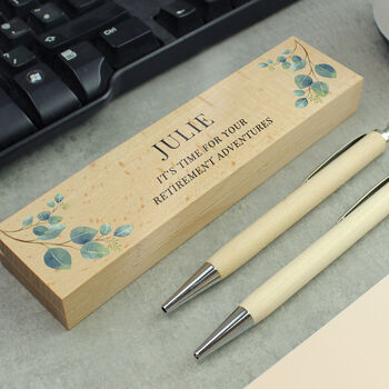 Personalised Botanical Wooden Pen And Pencil Set, 5 of 8