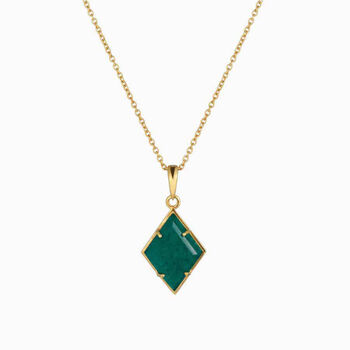 Emerald Green Quartz 18k Vermeil Gold Necklace, 2 of 2