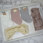 Bunny Socks And Ribbed Bows Baby Gift Set, thumbnail 1 of 2
