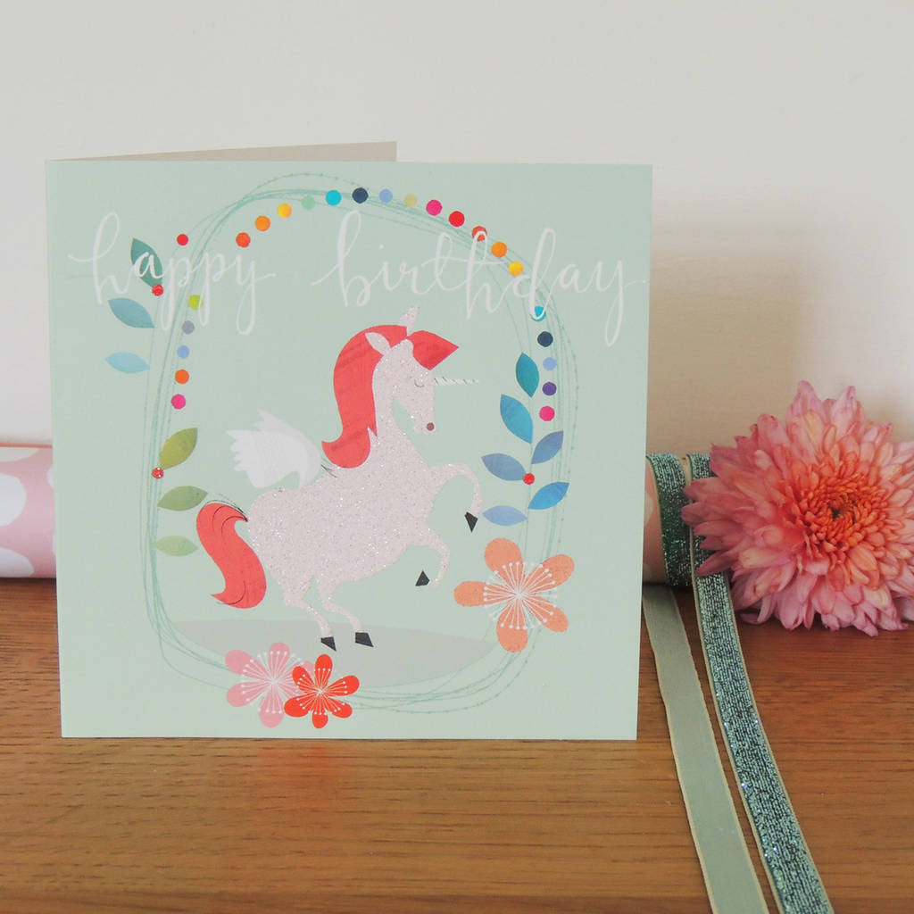 happy birthday sparkly unicorn card by kali stileman publishing ...