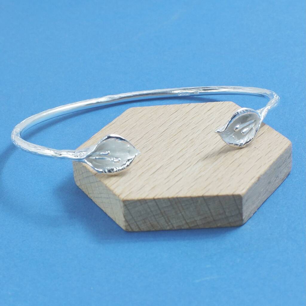 Sterling Silver Calla Lily Cuff Bangle, 1 of 3