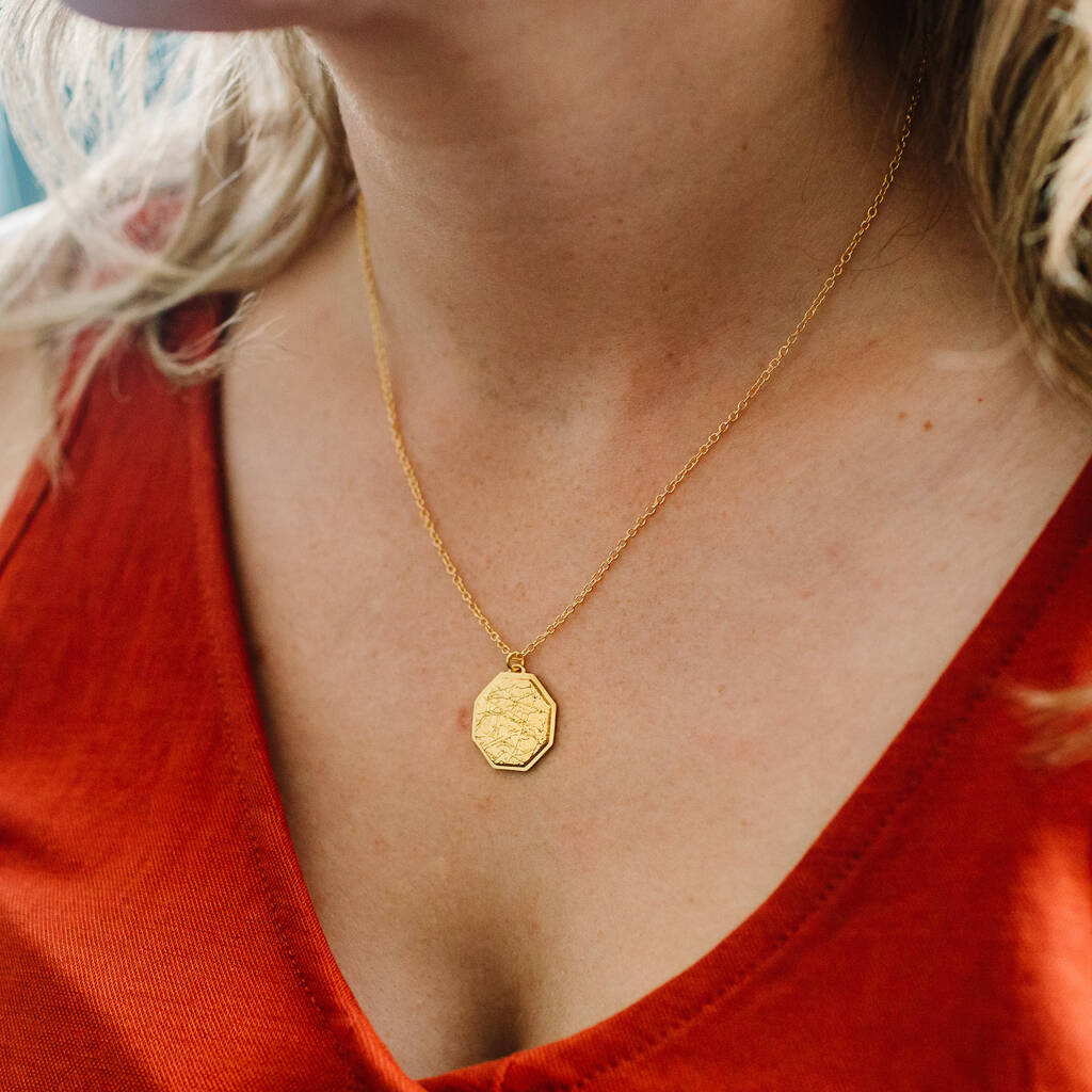 24ct Gold Plated Personalised Map Necklace, 1 of 8