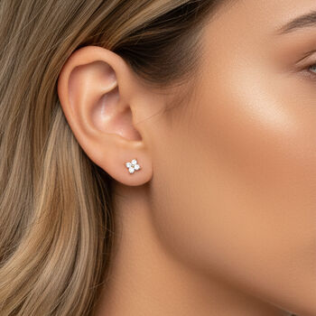 Gold Or Silver Women's Tiny Hydrangea Flower Stud Earrings, 3 of 7