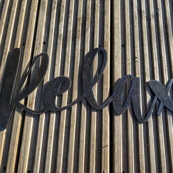 'Relax' Metal Word Sign Wall Art Decoration, 2 of 6