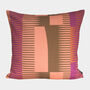 Square Combed Stripe Cushion Coral / Mocha, thumbnail 1 of 2