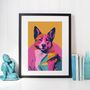 Pink Dog Portrait Illustration Art Print, thumbnail 1 of 4