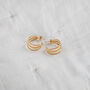 Triple Band Hoop Earrings Non Tarnish, thumbnail 2 of 6