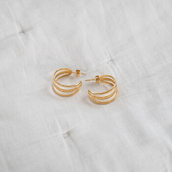 Triple Band Hoop Earrings Non Tarnish, 2 of 6