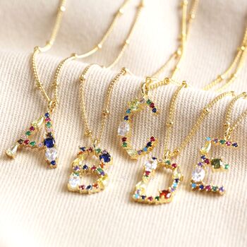 Rainbow Crystal Initial Necklace, 6 of 12