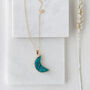 Gold Plate Raw Turquoise Crystal Half Moon Necklace, thumbnail 1 of 2