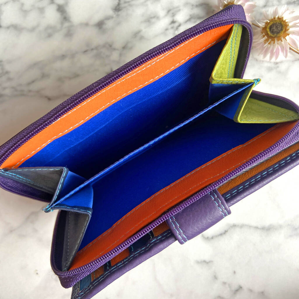 Women's Purple Leather Purse With Rfid Protection By Holly Rose