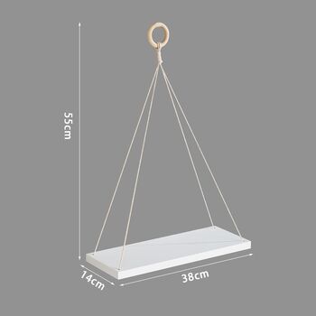 White Wall Mounted Floating Shelf With Rope, 4 of 9