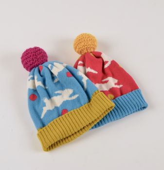 Rabbit Lambswool Knitted Bobble Hat Bright Colours, 11 of 12