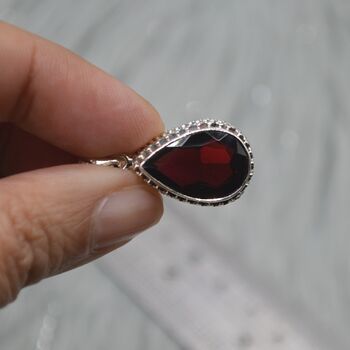 Red Garnet Teardrop Pendant: Sterling Silver, 8 of 9