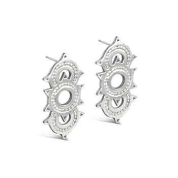 Recycled Solid Silver Textured Solaris Triplex Studs, 3 of 7