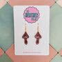 Red Mushroom Illustrated Glitter Earrings, thumbnail 1 of 4