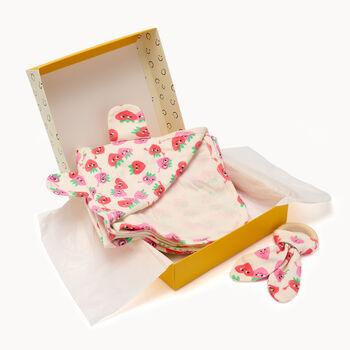 Strawberry Sleepsuit, Blanket, Hat And Teether Gift Set, 9 of 11