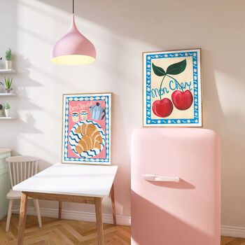 Mon Cheri Cherry Wall Art | Hand Painted Kitchen Print, 9 of 13