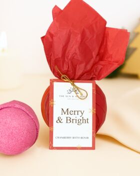 Merry And Bright Cranberry Christmas Bath Bomb Gift, 2 of 5
