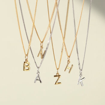 Little Letter Necklace Silver Or 18ct Gold Plated Vermeil, 4 of 7