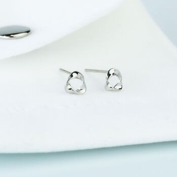 Sterling Silver Tiny Twisted Triangle Stud Earrings, 4 of 5