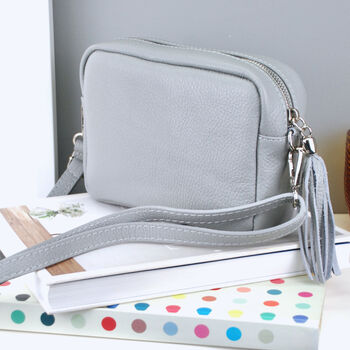 Personalised Leather Crossbody Bag With Patterned Strap, 9 of 12