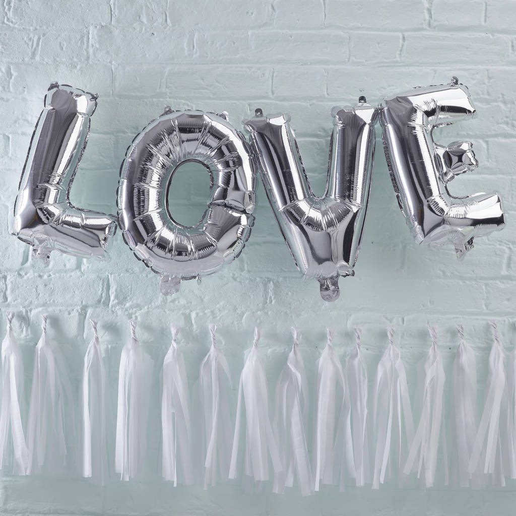 Silver Foiled Love Balloon Bunting Decoration, 1 of 3