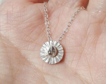 Raw Diamond Daisy Necklace In Sterling Silver, 2 of 4