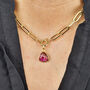 18k Gold Plated Garnet Paperclip Chain Necklace, thumbnail 2 of 4