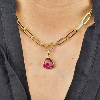 18k Gold Plated Garnet Paperclip Chain Necklace, 2 of 4