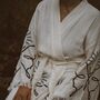 Long Organic Cotton Robe: White With Butterfly, thumbnail 2 of 7