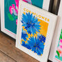 Cornflower Flower Art Risograph Print, thumbnail 4 of 4