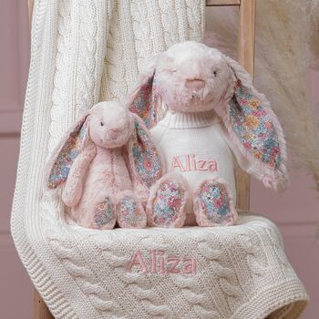 Personalised Blush Blossom Toffee Moon Blanket Gift Set, 2 of 5