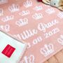 Personalised Knitted Crown Baby Blanket, thumbnail 1 of 7