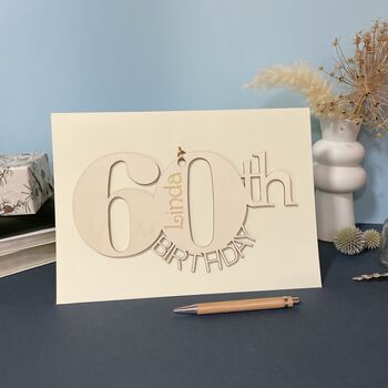 Personalised Wooden 60th Birthday Card, 9 of 9