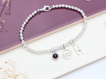 Zodiac Star Sign Personalised Silver Bead Bracelet, 6 of 11