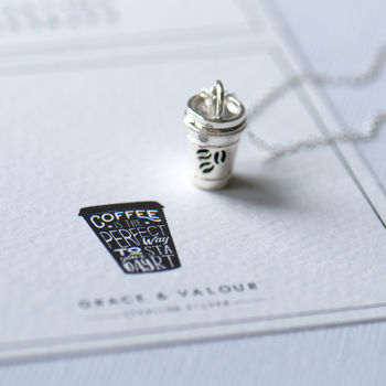 Takeaway Coffee Sterling Silver Necklace, 2 of 11