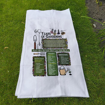 60 Years Of Gardening 60th Birthday Gift Garden Towel, 2 of 3