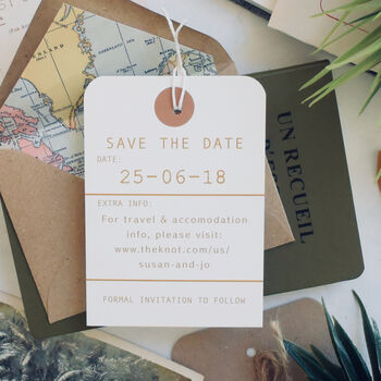 Save The Date Gold Colour Luggage Tag, 2 of 4